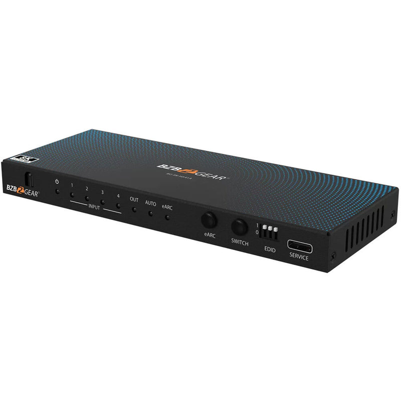 BZBGEAR 4x1 UHD 8K HDMI 2.1 Switcher with Audio De-Embedder