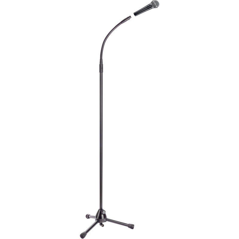 K&M 34-61" Microphone Stand with Gooseneck and Telescoping Boom (Black)