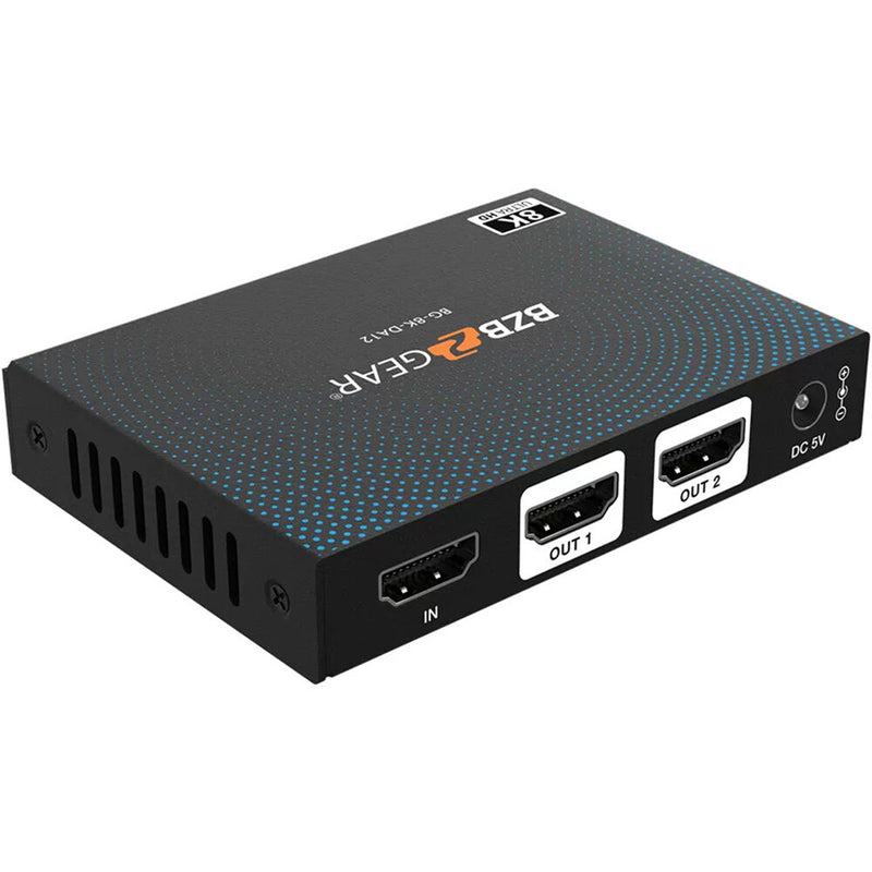 BZBGEAR 1x2 8K UHD HDMI 2.1 Splitter with Auto Downscaling