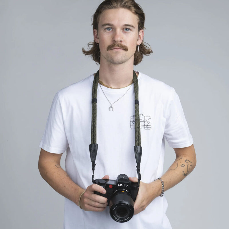 COOPH Double Rope Camera Strap (Duotone Olive, 39.4", Webbing Attachment)
