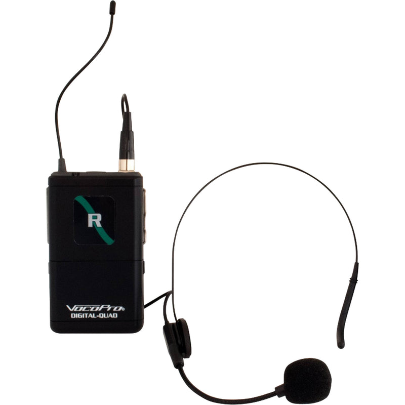 VocoPro Digital-Quad-B-500 Four-Channel UHF Wireless Headset & Lavalier Microphone System (500 MHz)