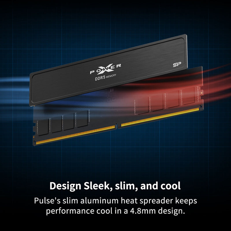 Silicon Power 32GB DDR5 6000 MHz UDIMM Memory Kit with Heat Sink (2 x 16GB, Black)