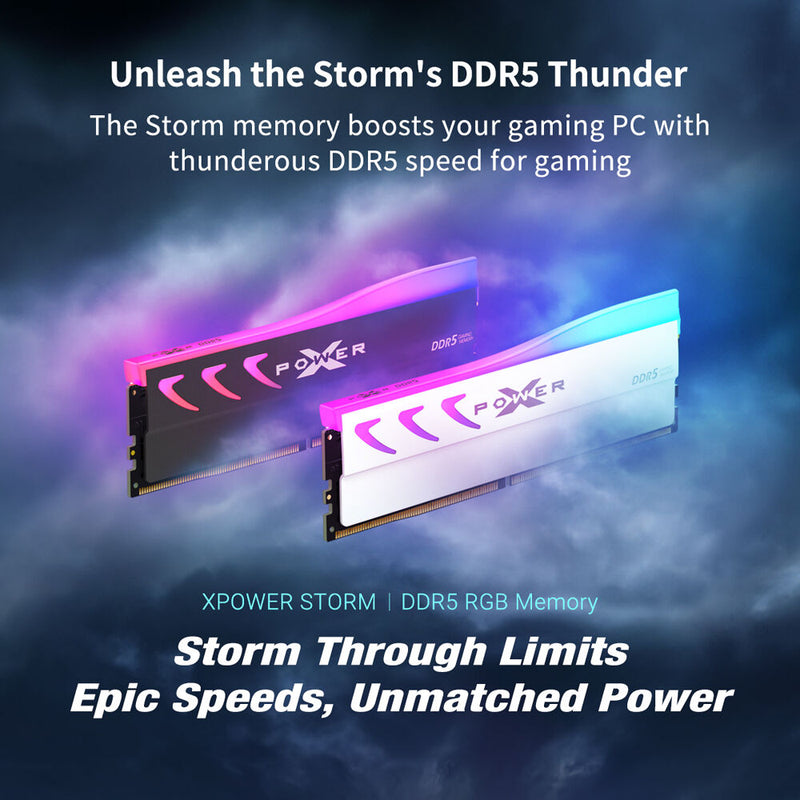 Silicon Power 32GB Storm DDR5 6000 MHz UDIMM Memory Kit with Heat Sink (2 x 16GB, Gray)