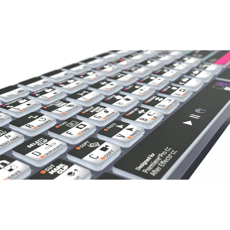 Logickeyboard Adobe Premiere Pro & After Effects TITAN Wireless Backlit US English Keyboard for Windows
