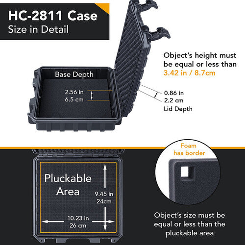 Lykus HC-2811 Waterproof Hard Case with Customizable Foam Insert