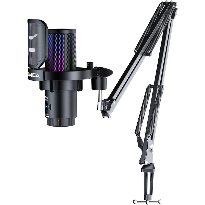 Comica Audio EJoy Uni Pro A RGB Cardioid Condenser Wireless/USB-C Microphone with Boom Arm (Black)