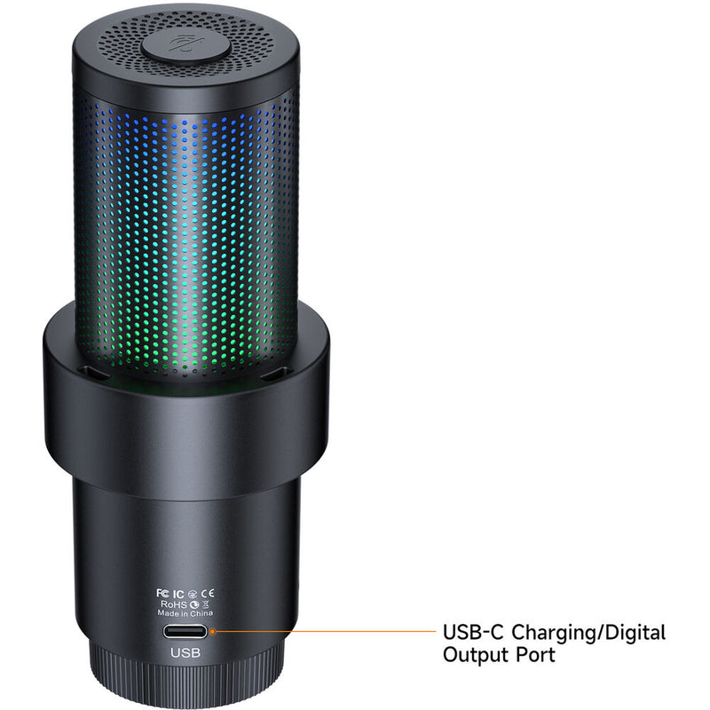 Comica Audio EJoy Uni Pro D RGB Cardioid Condenser Wireless/USB-C Microphone with Desktop Stand (Black)