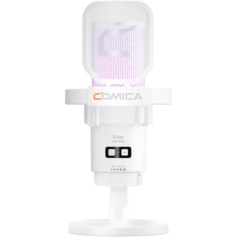 Comica Audio EJoy Uni Pro D RGB Cardioid Condenser Wireless/USB-C Microphone with Desktop Stand (White)