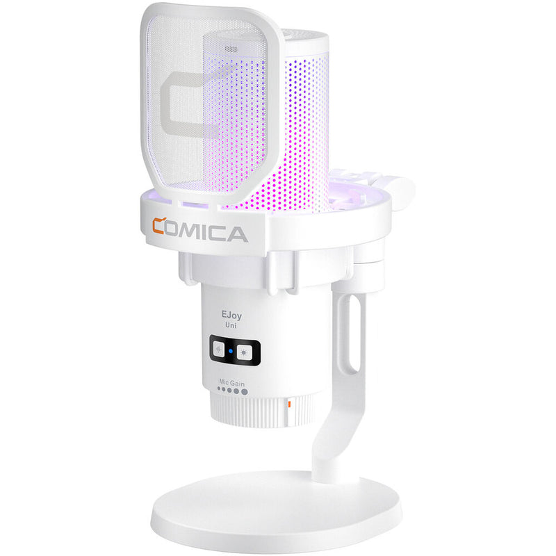 Comica Audio EJoy Uni D RGB Cardioid Condenser USB-C Microphone with Desktop Stand (White)