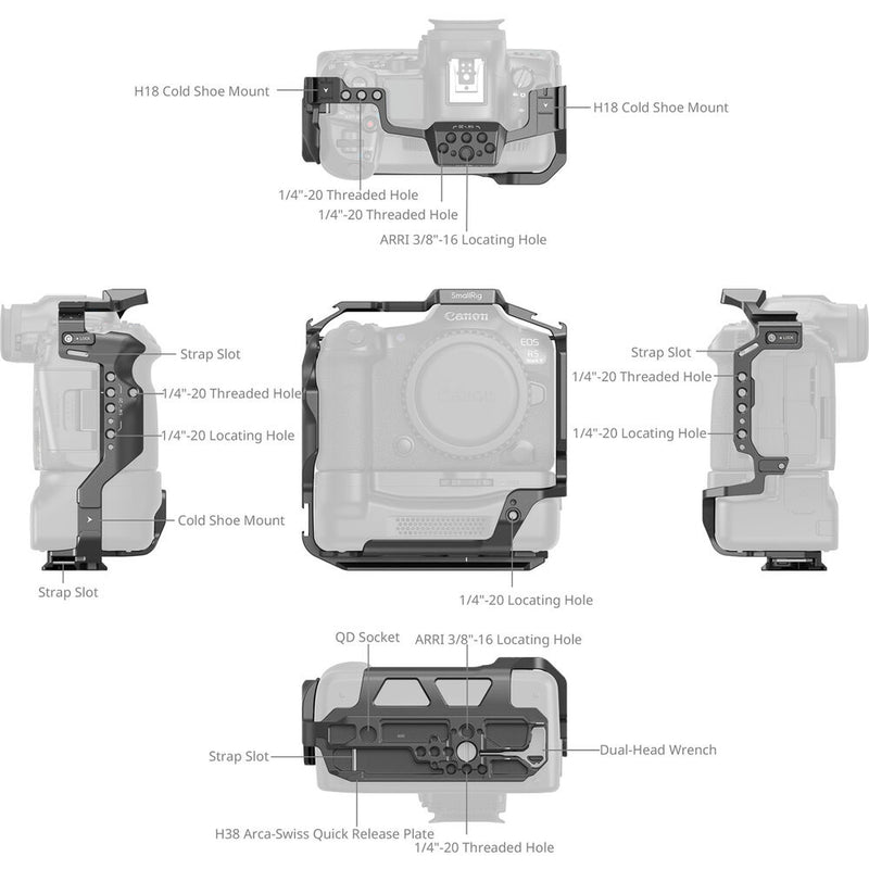 SmallRig Cage for Canon EOS R5 Mark II with CF-R20EP Battery Grip