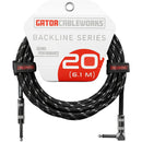 Gator Backline Series 1/4" Straight to 1/4" Right Angle Instrument Cable (Black/Gray, 20')