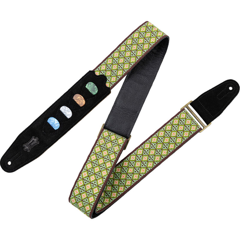 Levy's Vintage Hootenanny 2" Jacquard Guitar Strap (Mosaic Green)