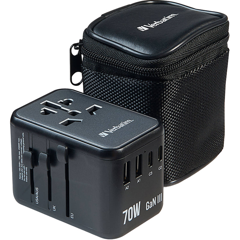 Verbatim UTA-09 70W 5-Port USB GaN III Universal Travel Adapter