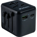 Verbatim UTA-02 20W 2-Port USB-C/USB-A Universal Travel Adapter