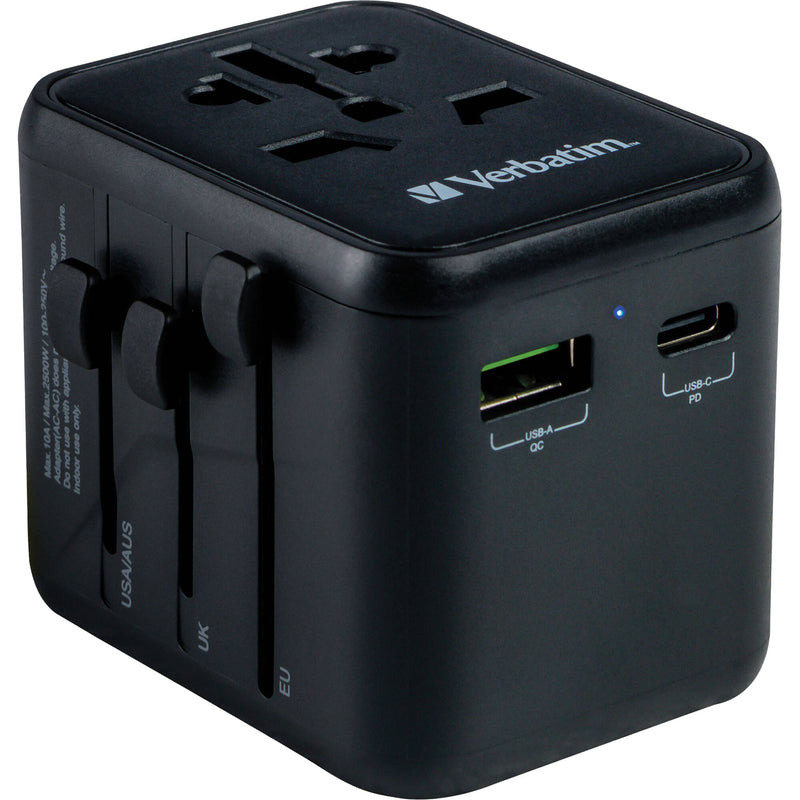 Verbatim UTA-02 20W 2-Port USB-C/USB-A Universal Travel Adapter