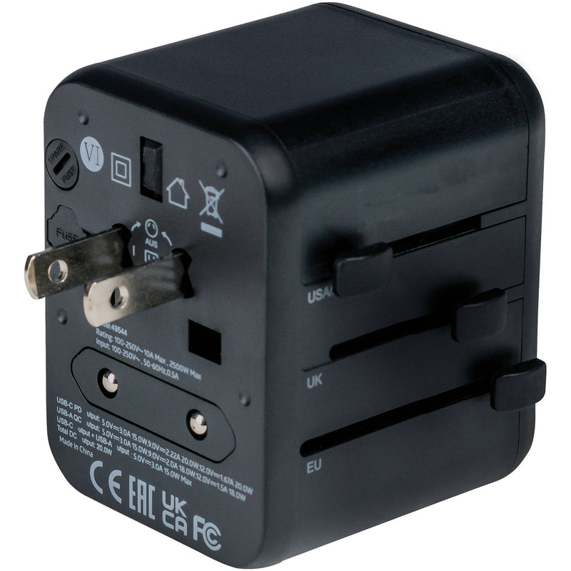 Verbatim UTA-02 20W 2-Port USB-C/USB-A Universal Travel Adapter