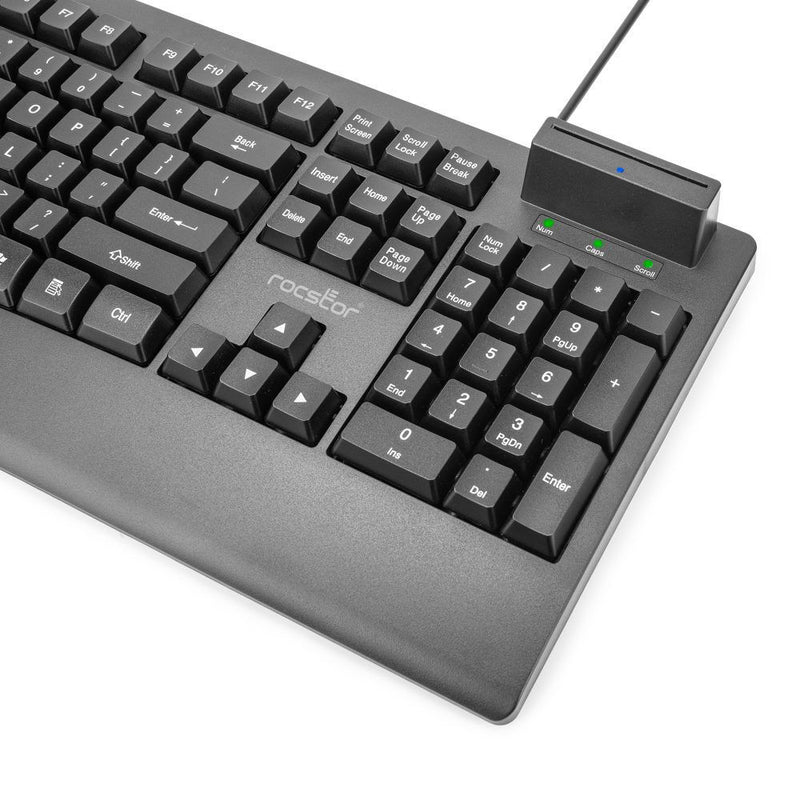 Rocstor KS18 Security USB Keyboard with Built-In Smart Card Reader