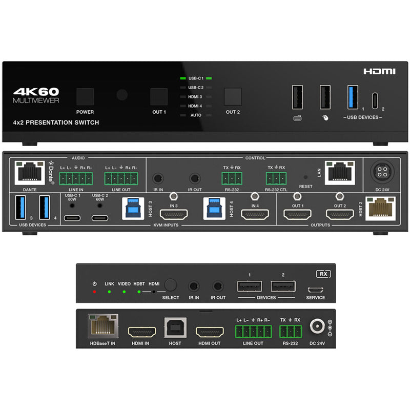 DVDO 4K 4x2 Seamless Presentation Switcher/Extender with Dante Audio