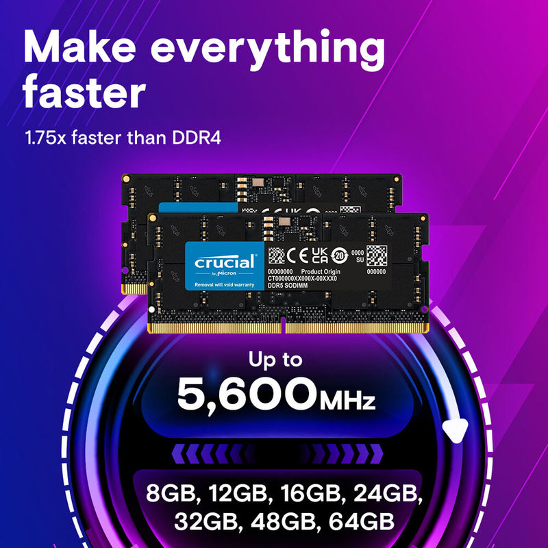 Crucial 128GB DDR5 5600 MHz SO-DIMM Memory Kit (2 x 64GB)