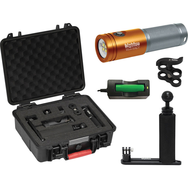 Bigblue Black Molly VII with Case and Single-Arm Camera Tray (Orange)