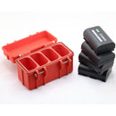 Bioluminous Quad Battery Box for Canon LP-E6 (Red with Black Clips)