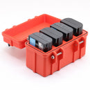 Bioluminous Quad Battery Box for Canon LP-E6 (Red with Black Clips)