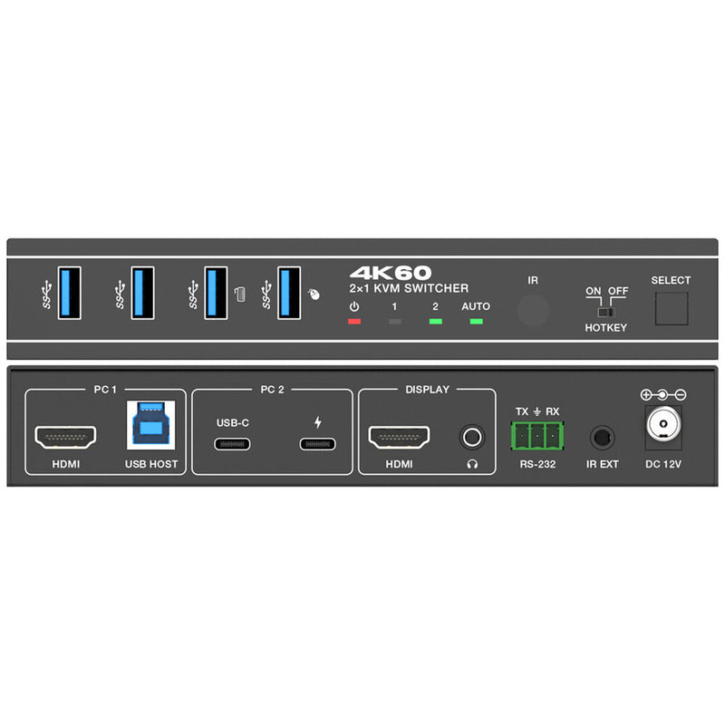 Comprehensive Pro AV/IT Integrator Series 2x1 4K60 HDMI/USB-C/KVM Switcher