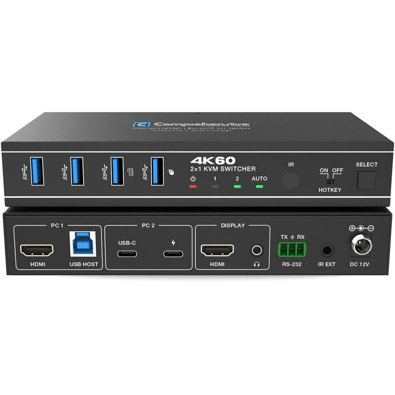 Comprehensive Pro AV/IT Integrator Series 2x1 4K60 HDMI/USB-C/KVM Switcher
