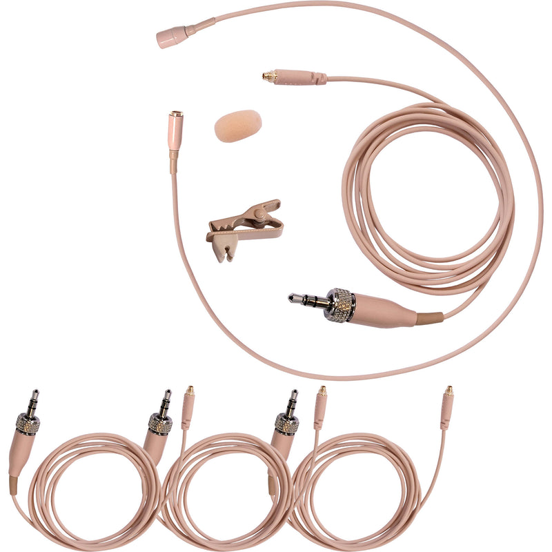 Galaxy Audio HLM4 Hairline Lavalier Microphone with 4 Locking 3.5mm Sennheiser Cables (Beige)