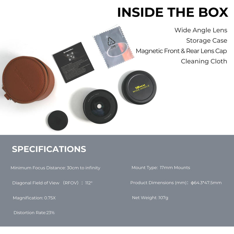Freewell 18mm Wide-Angle Lens for Smartphones with 17mm Mount