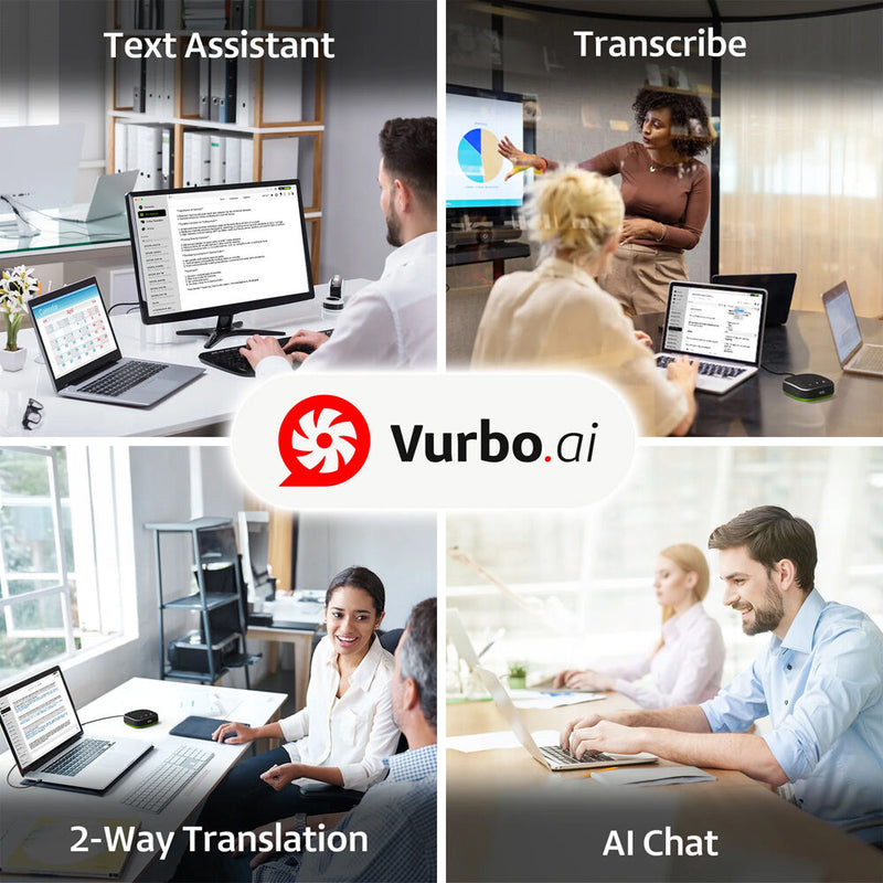 IPEVO VC-A10 USB Portable Speakerphone with Vurbo.ai Adv-10Hr AI Software