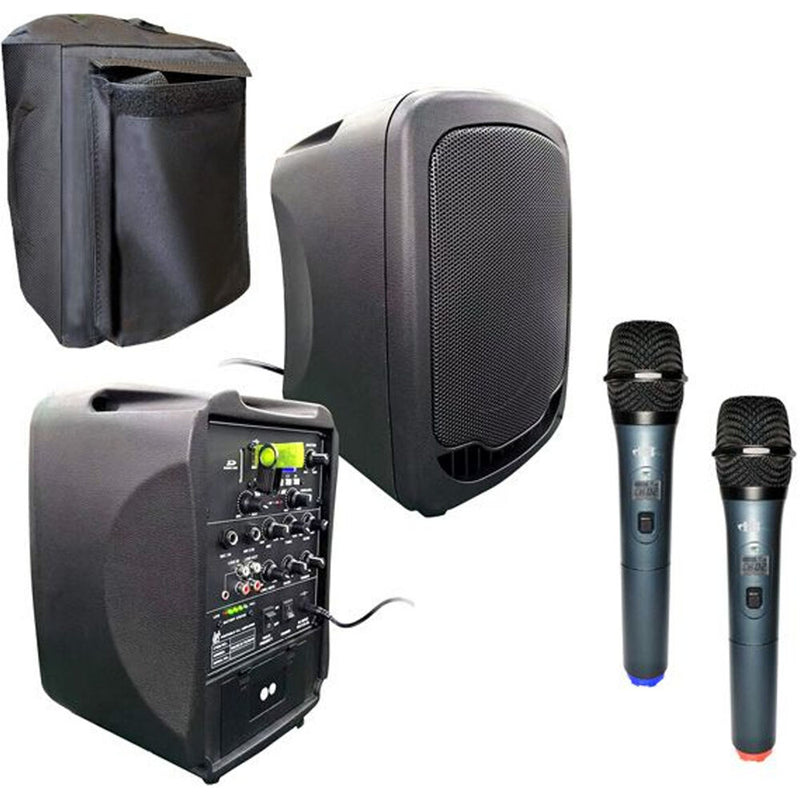HamiltonBuhl VENU Mini PA System with Media Player, Bluetooth, and 2 Wireless Handheld Mics