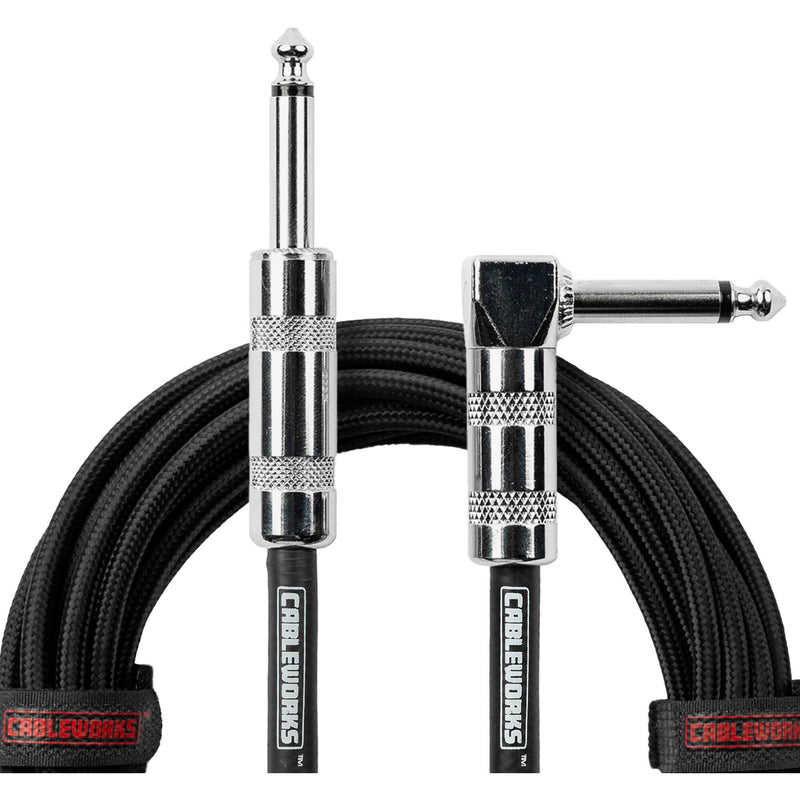 Gator Backline Series 1/4" Straight to 1/4" Right Angle Instrument Cable (Black, 20')