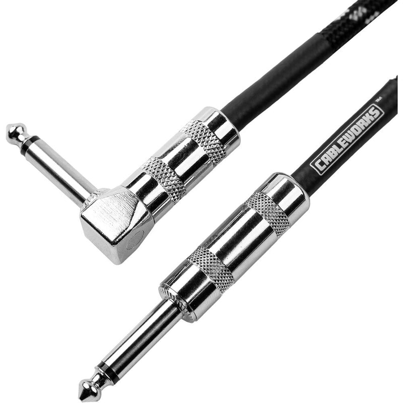 Gator Backline Series 1/4" Straight to 1/4" Right Angle Instrument Cable (Black/Gray, 20')