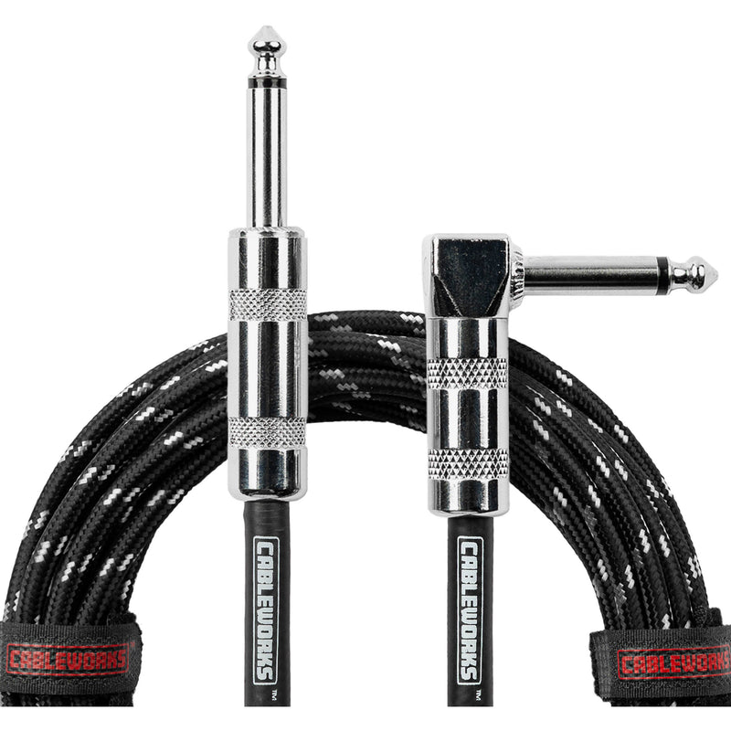Gator Backline Series 1/4" Straight to 1/4" Right Angle Instrument Cable (Black/Gray, 20')