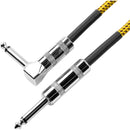 Gator Backline Series 1/4" Straight to 1/4" Right Angle Instrument Cable (Brown/Yellow, 20')