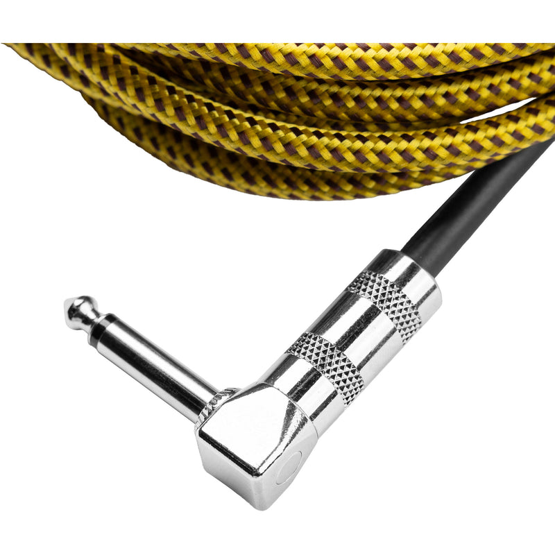 Gator Backline Series 1/4" Straight to 1/4" Right Angle Instrument Cable (Brown/Yellow, 20')