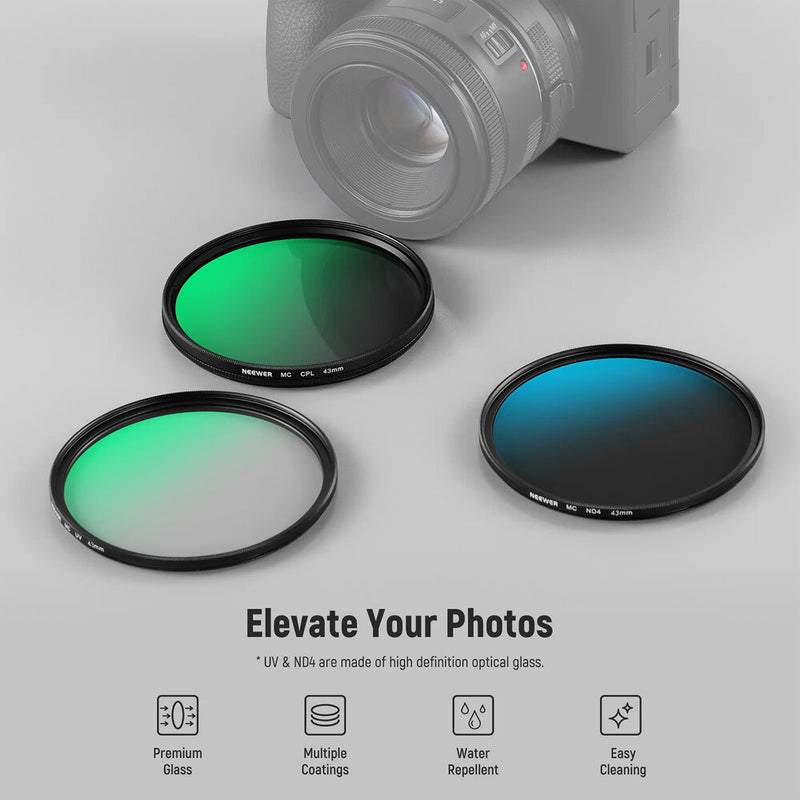 Neewer NW Series A UV & CPL & ND4 Lens Filter Kit (49mm)
