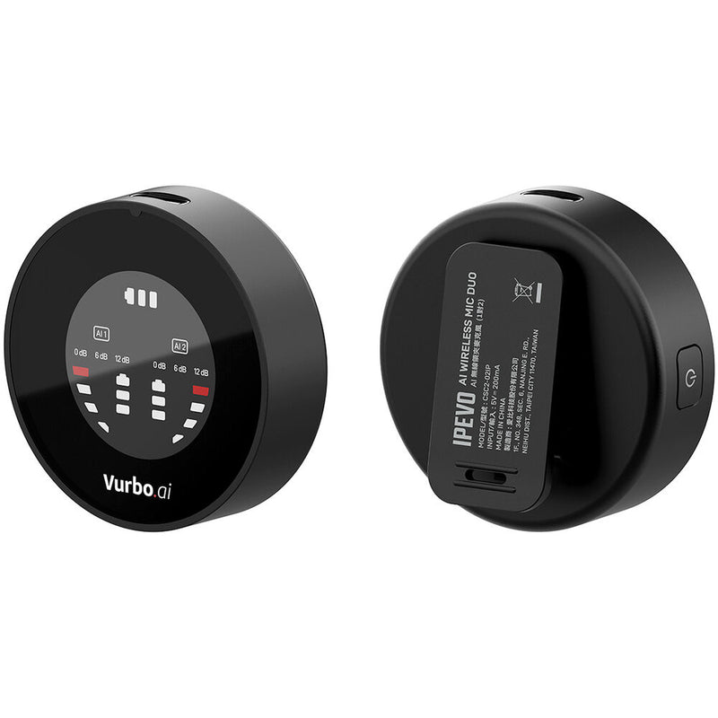 IPEVO AI Duo 2-Person Wireless Microphone System with Vurbo.ai Advanced-10Hr AI Software