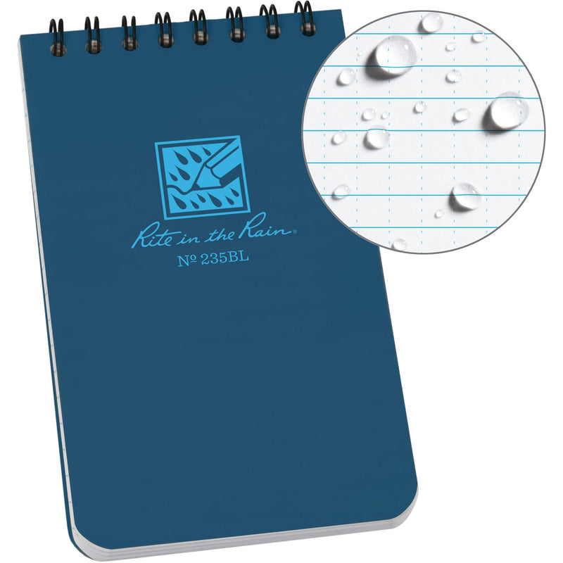 Rite in the Rain Top Spiral All-Weather Notebook (Blue, 3 x 5")