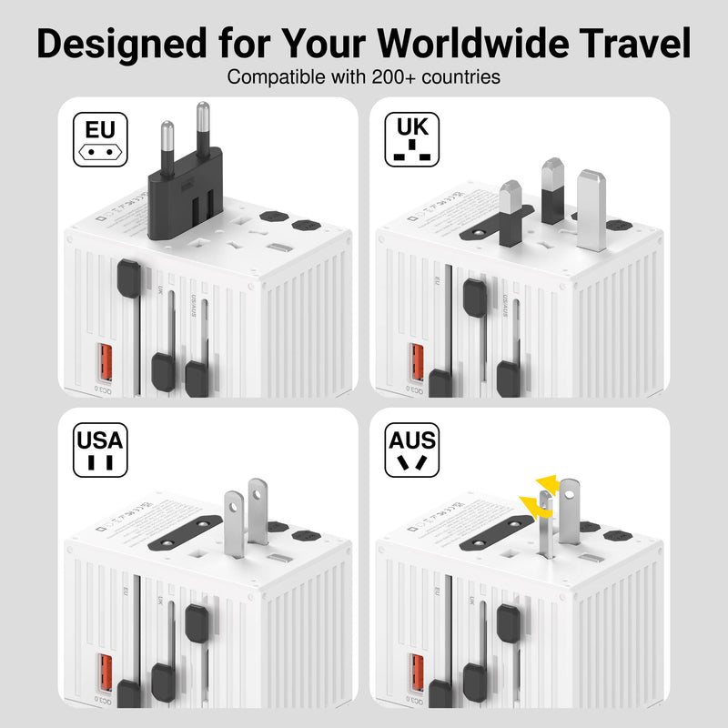EZQuest WorldTravel 35W GaN 5-Port Wall Charger (White)