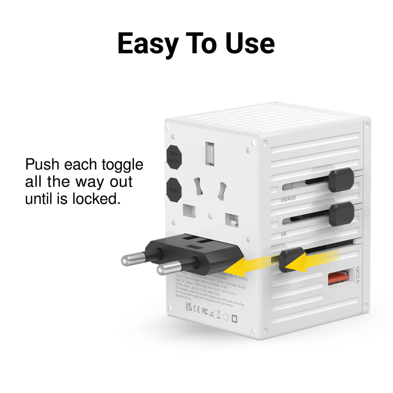EZQuest WorldTravel 35W GaN 5-Port Wall Charger (White)