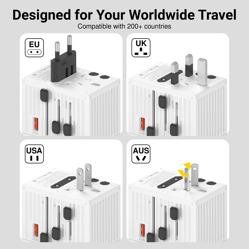 EZQuest WorldTravel 65W GaN 5-Port Wall Charger (White)