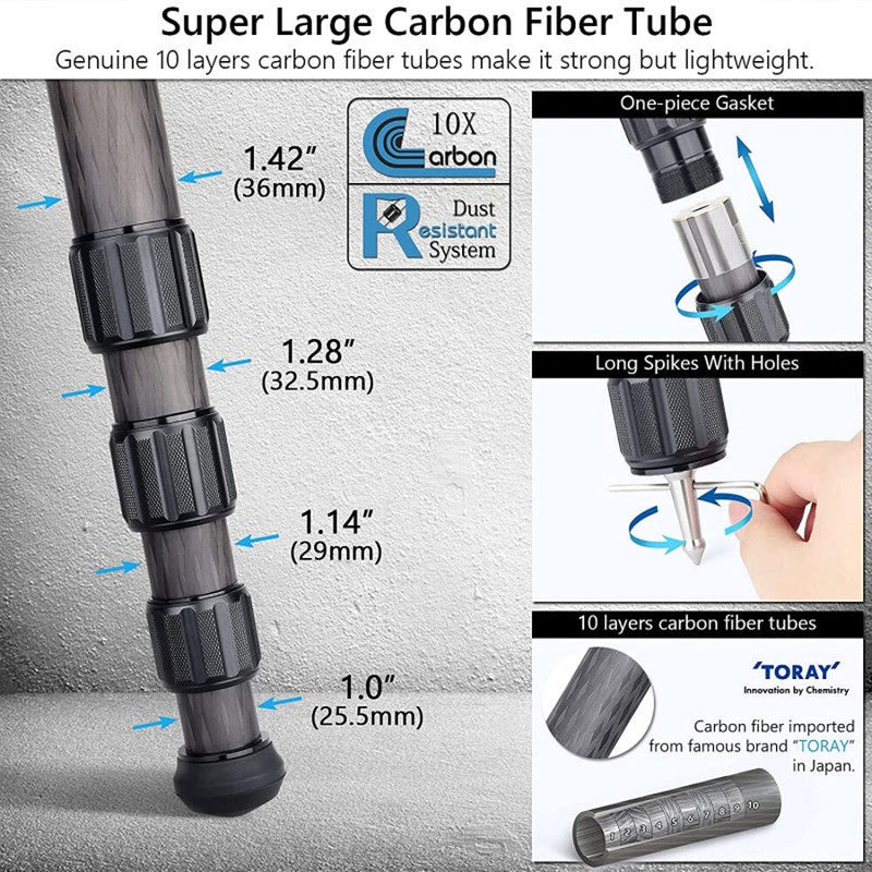 ARTCISE AS88C Carbon Fiber Tripod with 75mm Bowl (Black)