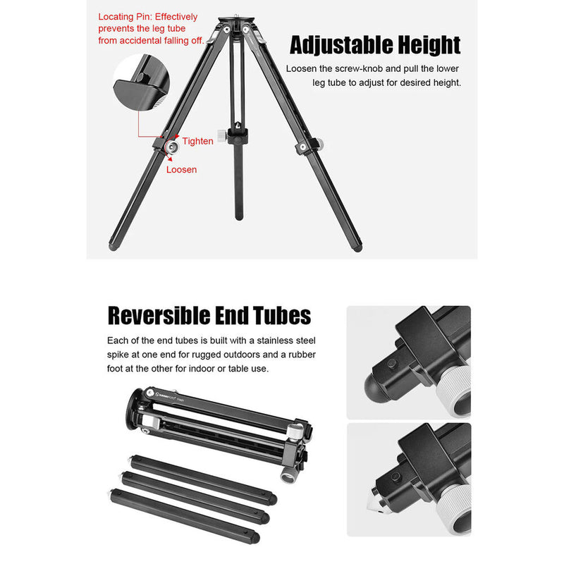 Sunwayfoto T1A21 Aluminum Tabletop Tripod with XB-52 Low-Profile Ball Head