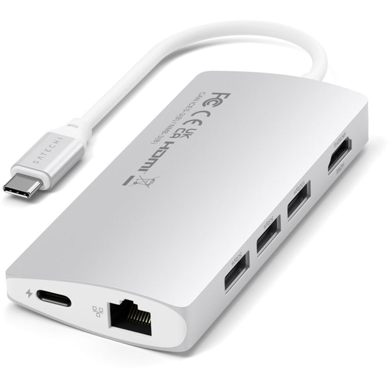 Satechi USB-C Multi-Port Adapter 4K with Ethernet V2 (Silver)
