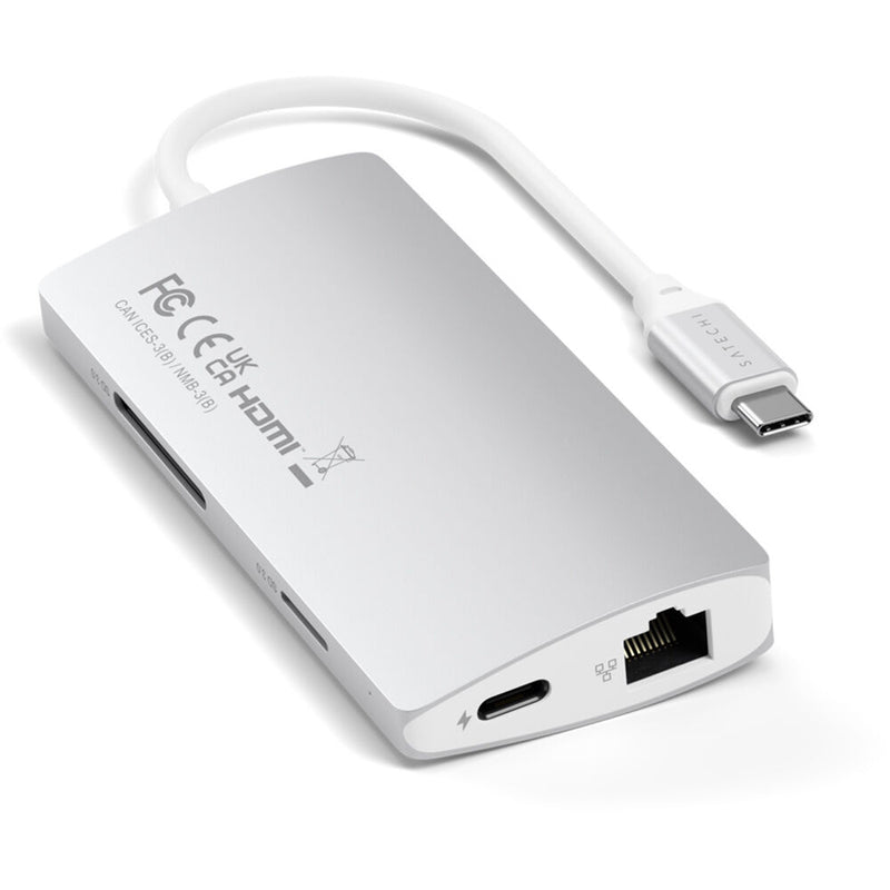 Satechi USB-C Multi-Port Adapter 4K with Ethernet V2 (Silver)