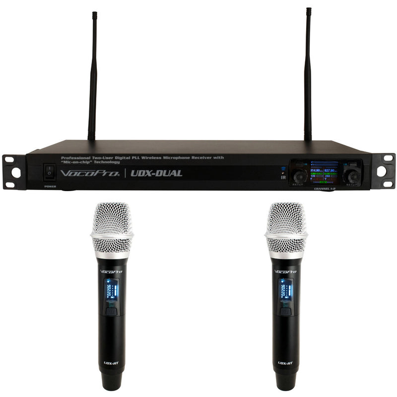 VocoPro UDX-Dual-Handheld Digital Wireless Microphone System Two Handheld Mics (900 MHz)