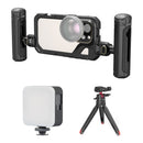 SmallRig Mobile Video Cage for iPhone 15 Pro with LED Video Light and Mini Tripod