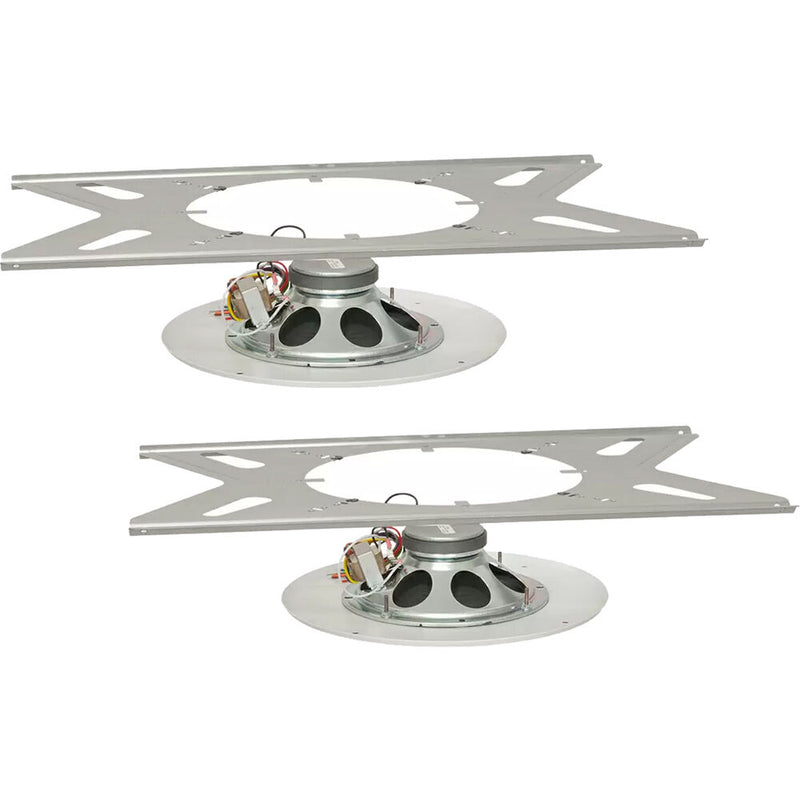 Lowell Manufacturing Dual-Cone Lay-In Ceiling Speaker with 25/70V Transformer, Grille, and Bridge (2-Pack)